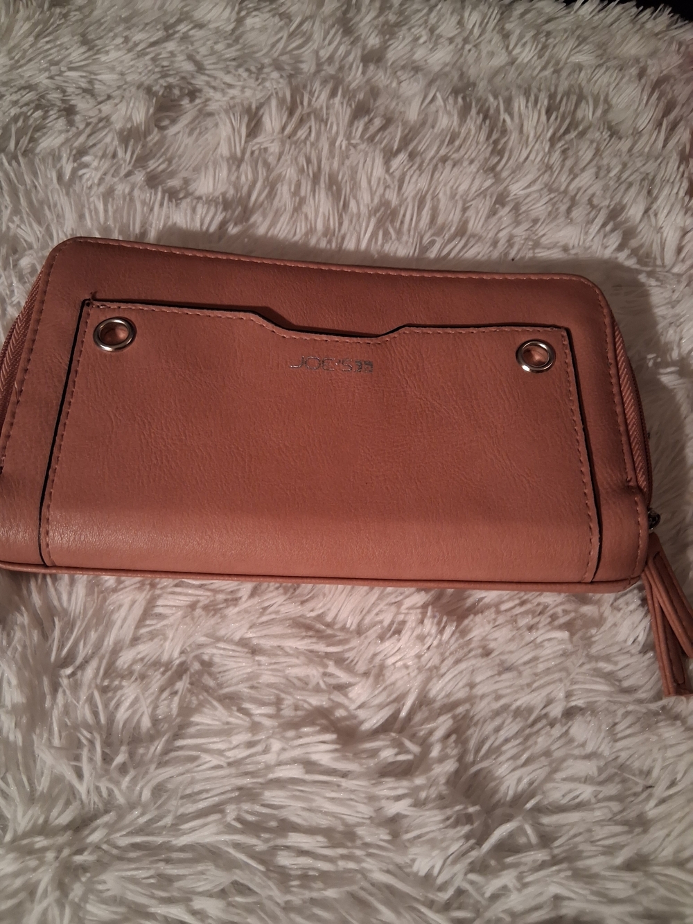Joe's Jeans Tan Zip-Around Wallet Clutch Rose Color